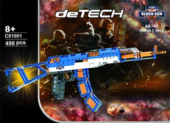 

Hot Modern military weapons building block AK-47 model assemblage toys rubber band gun bricks collection for kids gifts