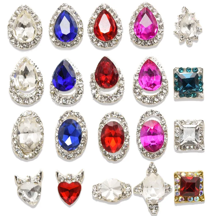 Strass de Vidro Strass para Pregos Auroa Lágrima Dropcrystal Atacado 100 Pçs Charming Liga Unha Charme Studs ab 3d
