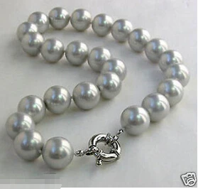 

8MM GREY SOUNTHSEA SHELL PEARL NECKLACE 18" AAA>Wholesale Lovely Women's Wedding Jewelry