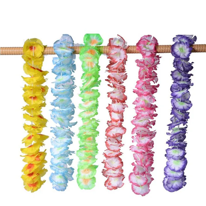 Women Girls Hawaiian Leis Flower Garland Necklace Hula Luau Hawaii