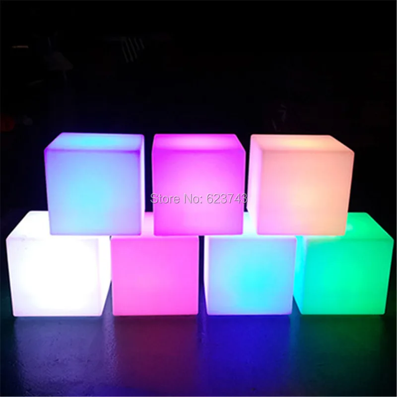 

4pcs/lot 20CM outdoor indoor CUBE waterproof rechargeable LED night light luminous cube table lamp for wedding party bedroom