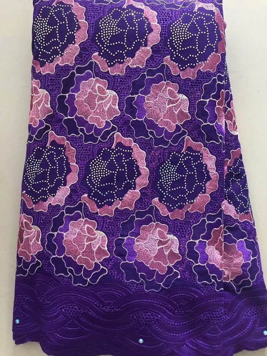 

High Quality purple African Swiss Voile Lace 2018 African Polish Swiss Cotton Voile Lace Fabric For Men And Women Dress