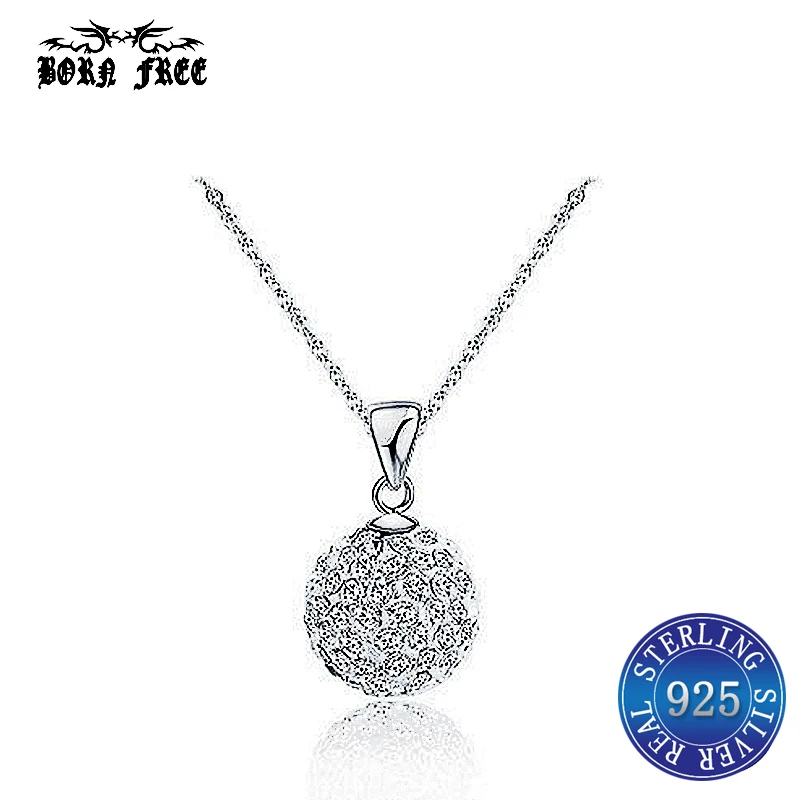

925 sterling silver Shambhala Ball Crystal Pendant necklace femme mujer pendants pendentif fashion jewelry bijoux en argent 925