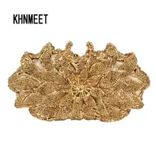 Красный цвета: золотистый, серебристый желтый класса люкс Сумка-клатч со стразами Свадебные инкрустированный кристалл сумки Искрящийся Диамант сумка для банкета сумки из натуральной кожи SC172