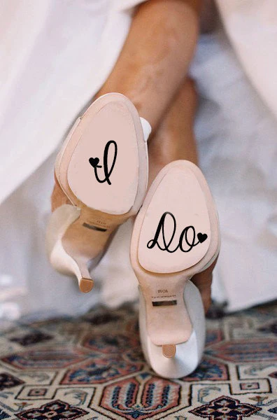 cheap I Do Wedding Shoe Decal , Cute Vinyl Creative Novelty Shoe Stickers for Wedding Accessories L2060