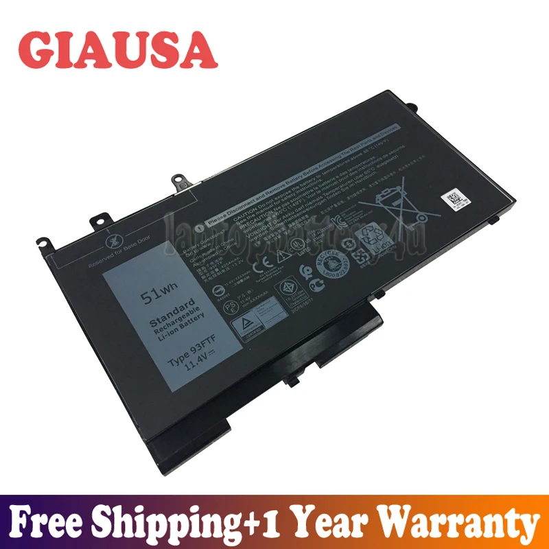GIAUSA 11,4 V 51Wh 93FTF Аккумулятор для Dell Latitude 5280 5480 D4CMT серии