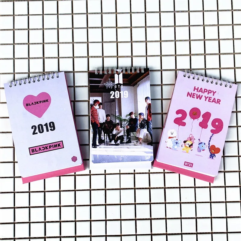

KPOP BTS Bangtan Boys BLACKPINK 2019 Calendar JIMIN JUNGKOOK SUGA V Photos Same Desk Calendars