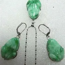 Натуральный драгоценный камень женский подарок ювелирные изделия WGP слово День Святого Валентина зеленый драгоценный камень подвеска лягушка ожерелье серьги набор серебро-ювелирные изделия