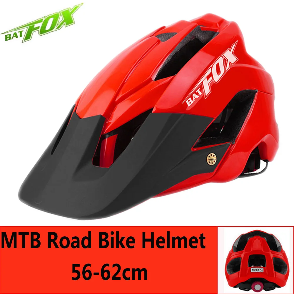 BATFOX Men Cycling Road Mountain Bike Helmet Capacete Da Bicicleta Mtb Cycling Helmet Bike Casco Bicycle Helmet cascos bicicleta - Цвет: 5002-Red-Black