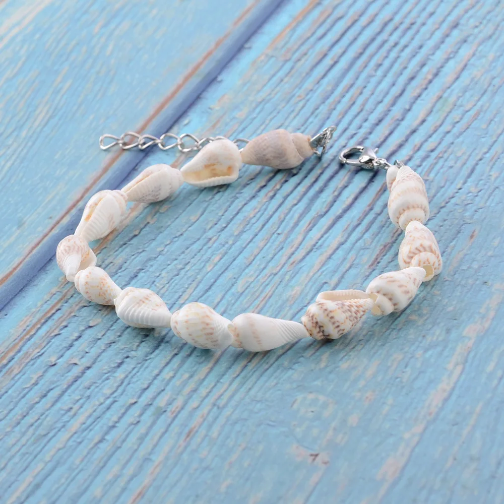 

2019 Bohemian Rope Conch Charm Anklets For Women Handmade Ocean Shell Rope Anklet Bracelets Summer Foot Jewelry Gift
