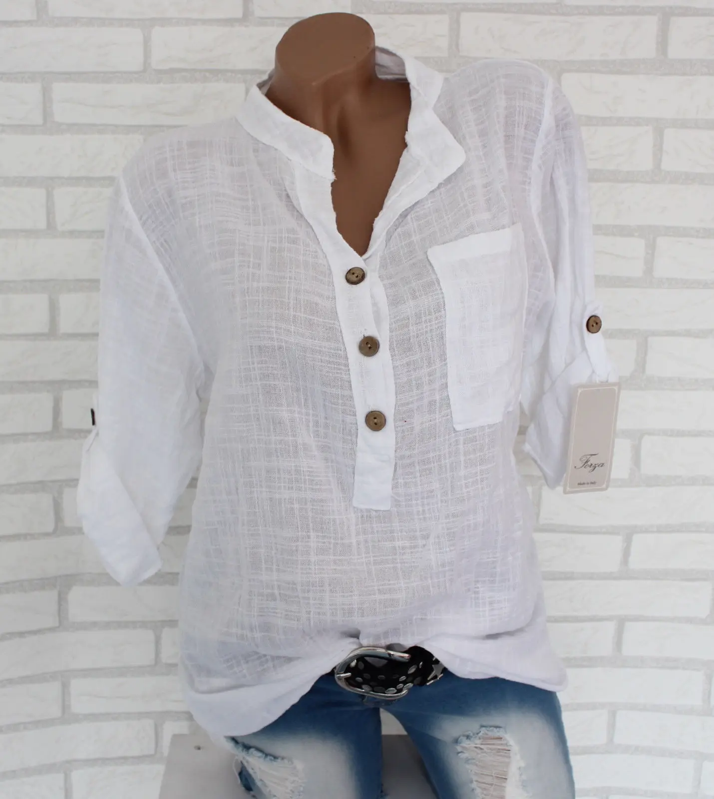 Chemise,Chemisier en coton et lin pour femme,manches longues,boutons ...