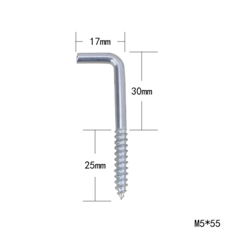 Винтовой крючок под прямым углом, крючок под светильник из углеродистой стали, 7 стилей крючка, L стиль, крючок для овец, аксессуары для рамы, 50 шт