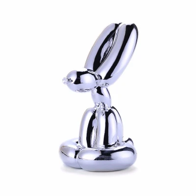 Resin Balloon Rabbit Art Figurine Craft Jeff Koons Shiny Balloon Dog Statue Home Decor Decoration Accessories Xmas Gift - Цвет: Silver