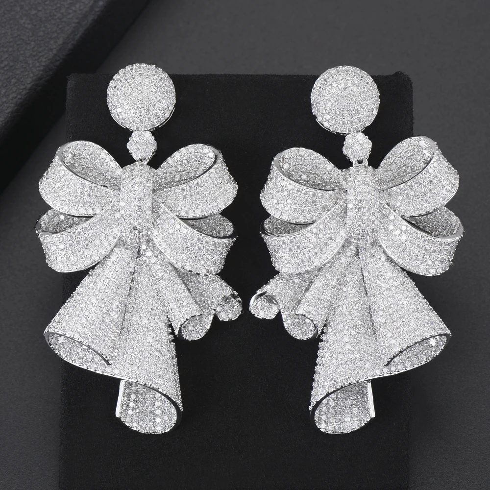 

Luxury Bowknot Shape Indian Bridal Wedding Jewelry Earrings Cubic Zirconia Inlaid Bridal Jewelry Drop Earrings Dangle Earrings