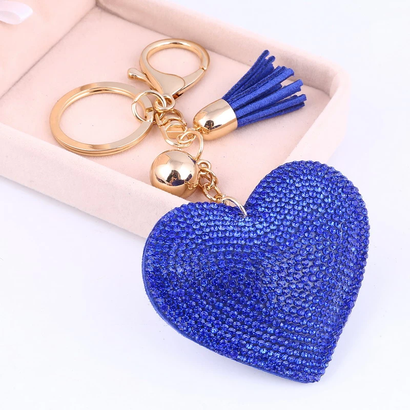 Blue Rhinestone Keychain 8427 Bling keychain Cute keyring bead keyring Keychain for her Blue keychain Heart keyring Stocking Stuffer