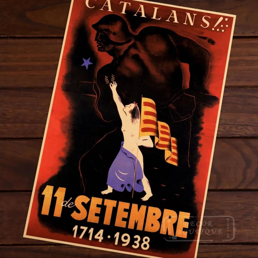 

Catalansz Setembre The Spanish Civil War Vintage Kraft Decorative Poster DIY Wall Canvas Sticker Delicate Home Bar Decor Gift