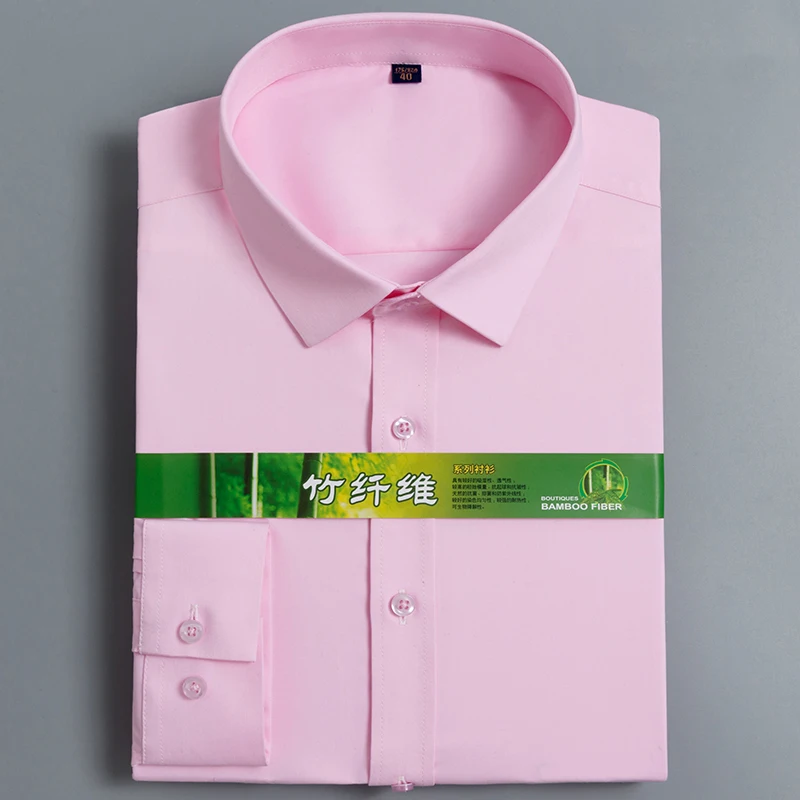 ممتازة السلس الخيزران الألياف المرنة ضئيلة تيشيرت ضيق بأكمام طويلة طوق مربع الرجال الأعمال الرسمي قمصان دون الجبهة جيب