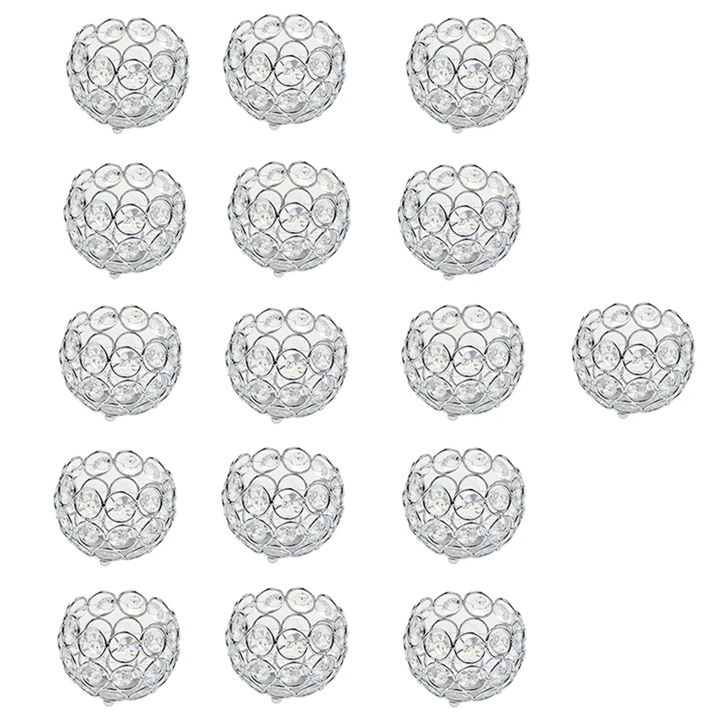 16 Pieces Candle Holder Crystal Ball Candlestick Holiday Party Coffee Cafe Table Decoration Crafts