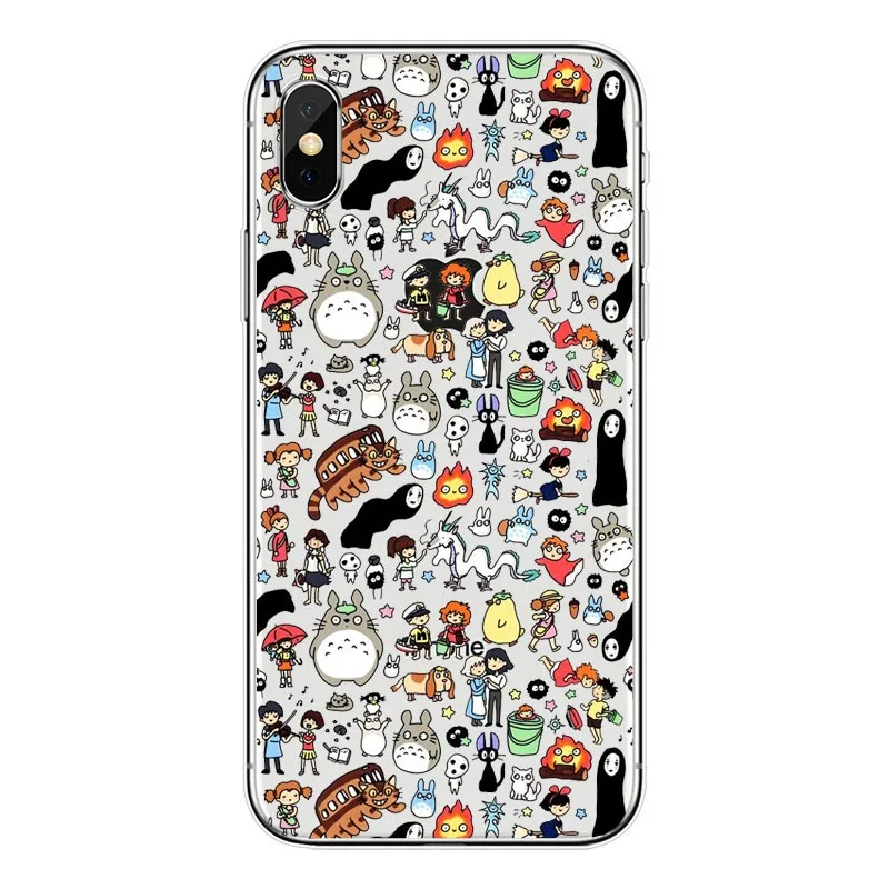 Bonito Totoro Ghibli Miyazaki Anime A Viagem de Chihiro Kaonashi Soft TPU Caso de Telefone Claro Para iPhone 7 8 Plus 6 5 Max 4