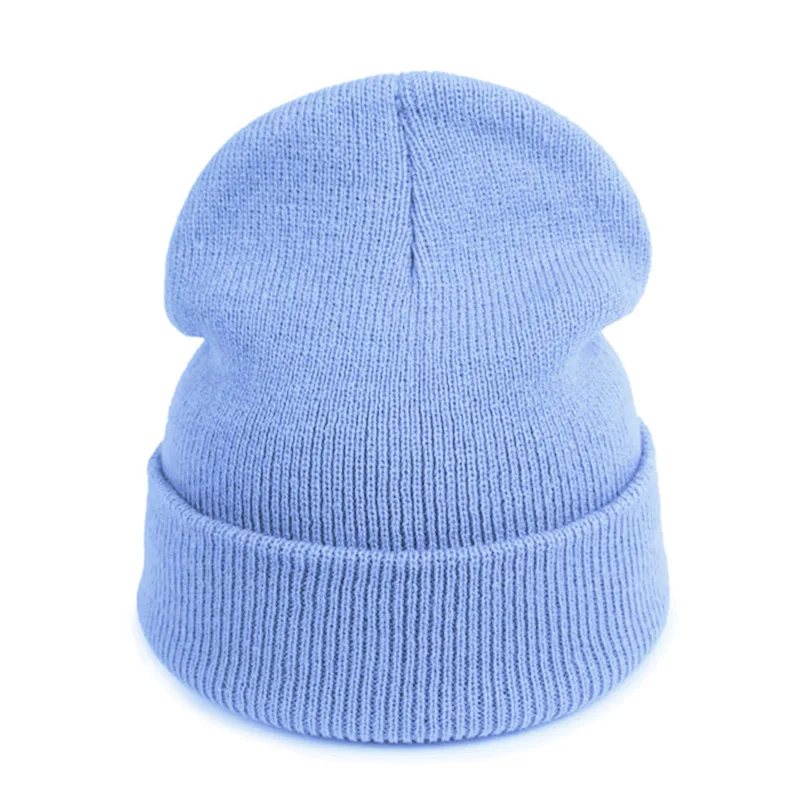 Новинка, модная зимняя шапка для женщин и мужчин, шапка Skullies Beanies, теплые шапки унисекс, вязаные шапки для мужчин, шапки бини, простая теплая мягкая шапка - Цвет: Sky