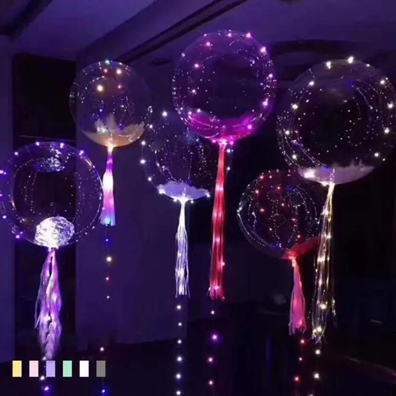 Colorful Bobo Balloons LED Light Up Balloon Luminous Bubble Balloon for Wedding Christmas
