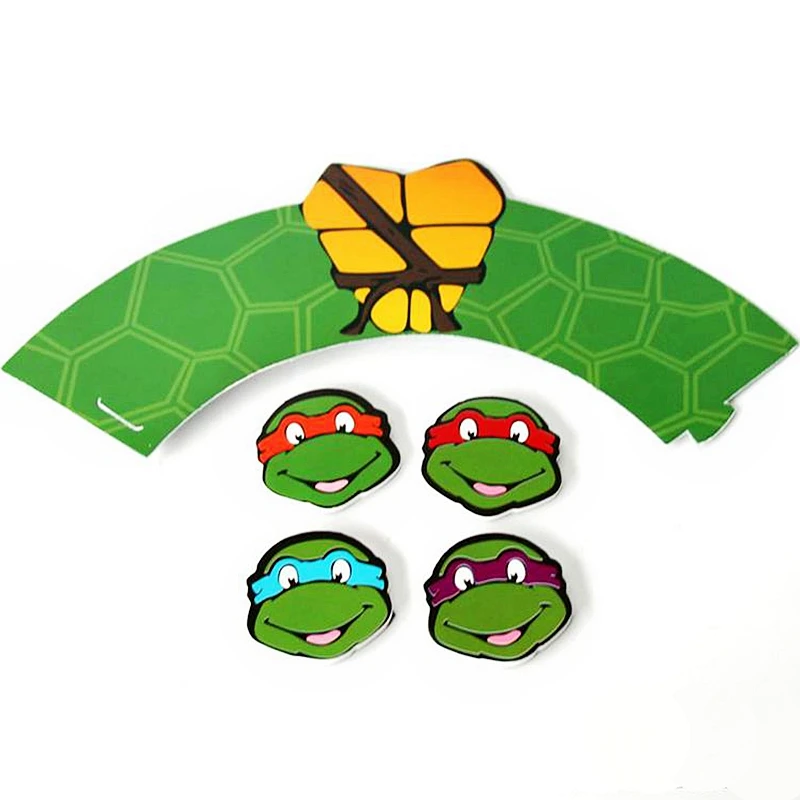 

120pcs Teenage Mutant Ninja Turtle Paper Cupcake Wrappers and Toppers Kids Birthday Party Decoration supplies wholesale