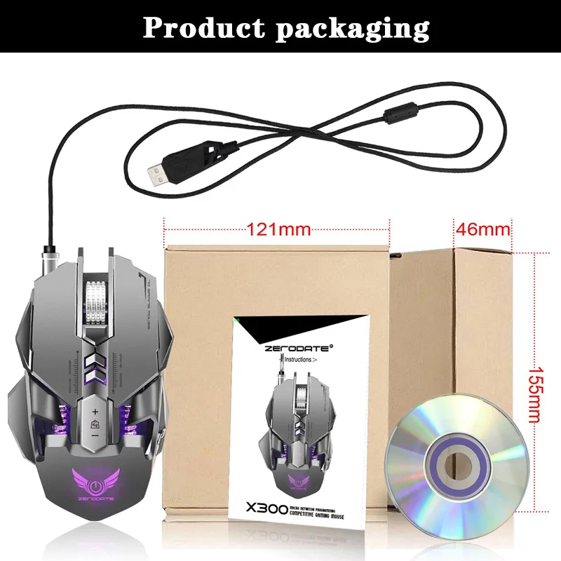 USB Проводная мышь X300GY 3200 точек/дюйм конкурентоспособная игровая 7