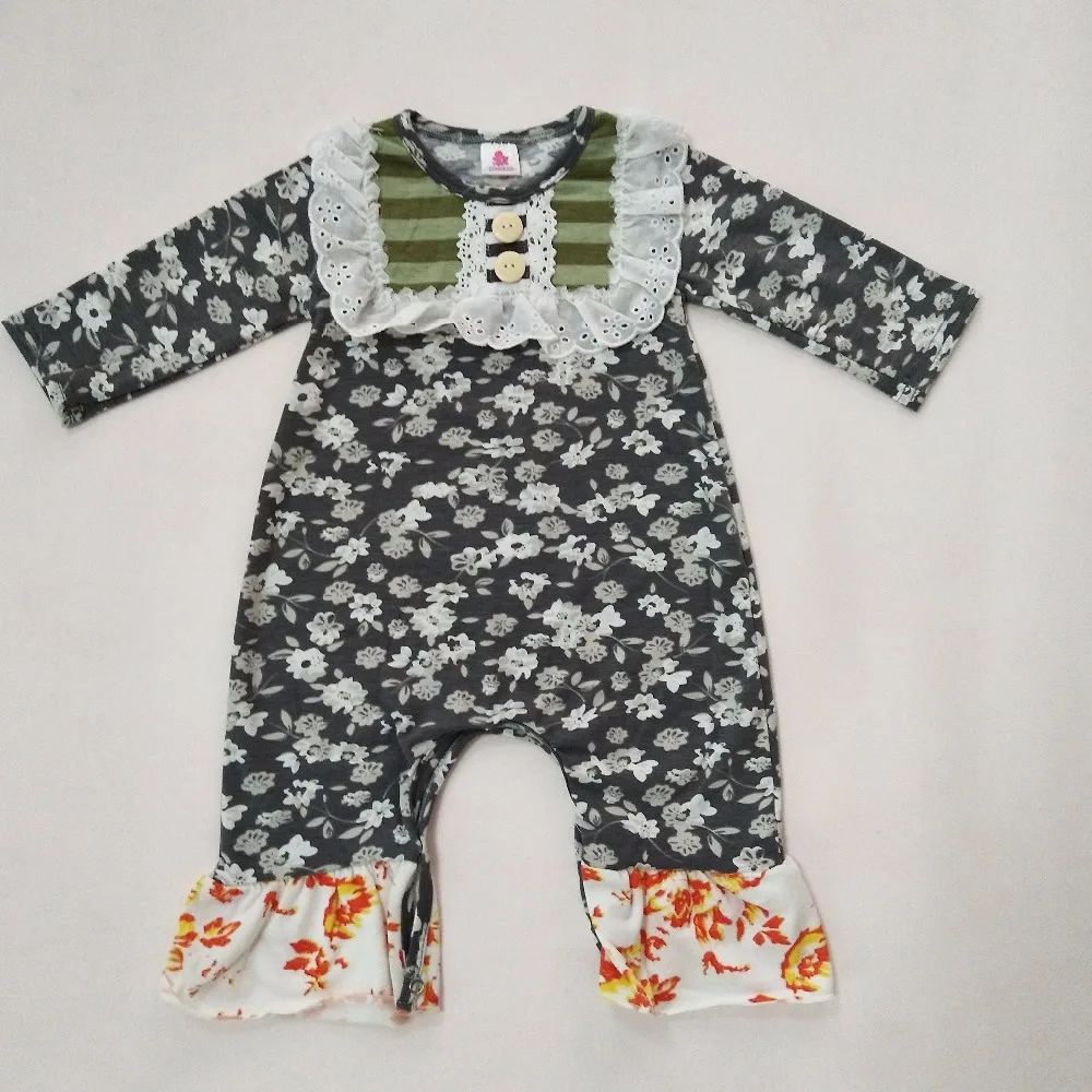 Newest Fall Baby Girl Clothes Newborn Cotton Bib Romper Floral Infant