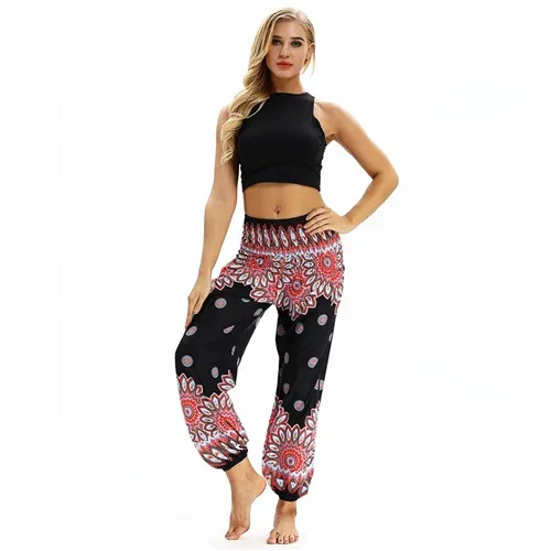 Raisvern женские свободные тайские шаровары, Boho Festival Hippy Aladdin Smock, брюки с высокой талией, Pantalon Femme, повседневные шаровары - Цвет: D101604