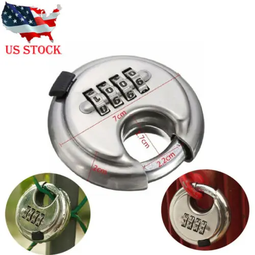 

4Digits Disc Padlock Hardened Stainless Steel Combination Security Round Lock