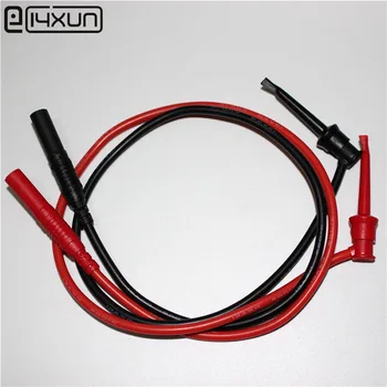 

2pcs 1M multimeter pen extension test hook clip with 4mm shrouded plug 16 AWG flexiable silicone cable for instrument testing