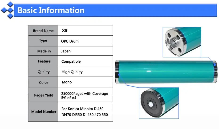 1X Di450 Япония совместимый фотобарабан Замена для Konica Minolta BIZHUB Di450 Di470 Di550 Di 450 470 550 250000 страниц копировальной машины Запчасти