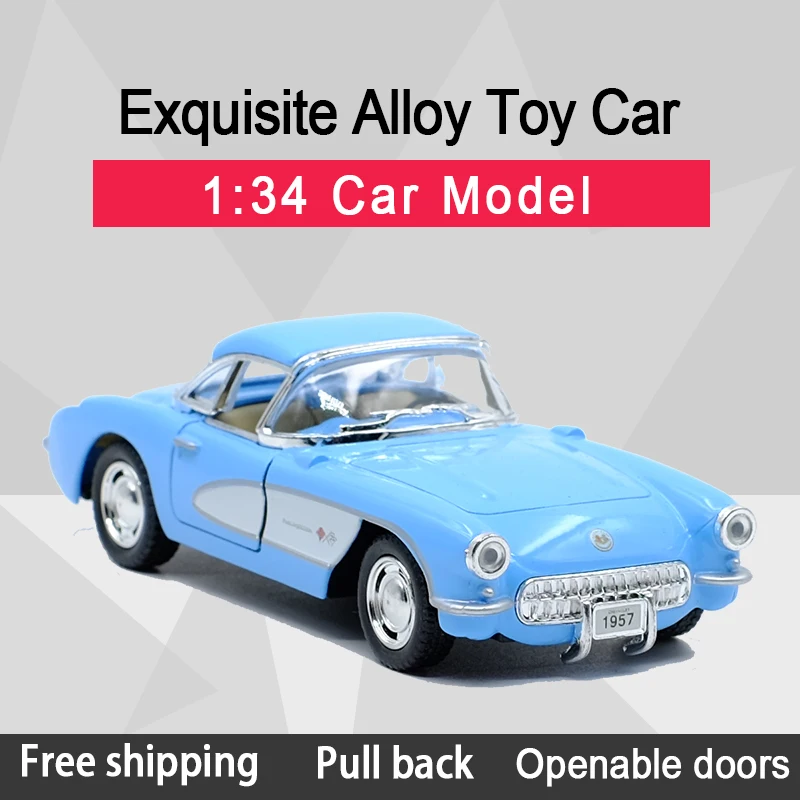 Kinsmart 1:34 1957 Chevrolet Corvette Classic Car Alloy Diecast Car Model Toy With Pull Back For Children Gifts Toy Collection Kinsmart 1:34 1957 Chevrolet Corvette Classic Car Alloy Diecast Car Model Toy With Pull Back For Children Gifts Toy Collection