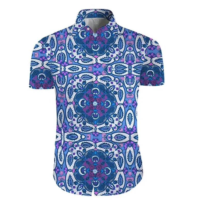 Cloudstyle рубашка с принтом черепа Мужская одежда гавайская рубашка Повседневная приталенная рубашка с цветочным принтом Camisas Hombre рубашка с короткими рукавами 5XL - Цвет: 11