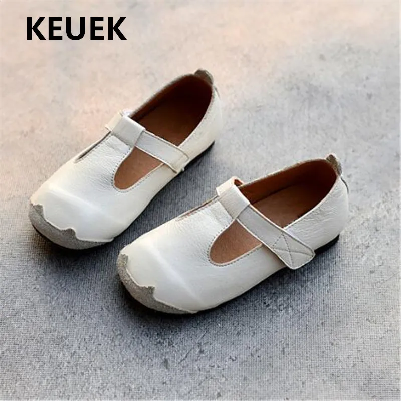 

New Spring/Autumn Children Shoes Baby Toddler Soft bottom Breathable Princess Girls Genuine Leather Shoes Kids Student Flats 018