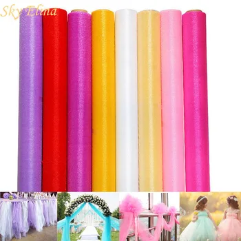Cheap! 45CMx5M Tulle Roll Crystal Organza Soft Material For Wedding Party Home Decoration New Year Decoration 5Z