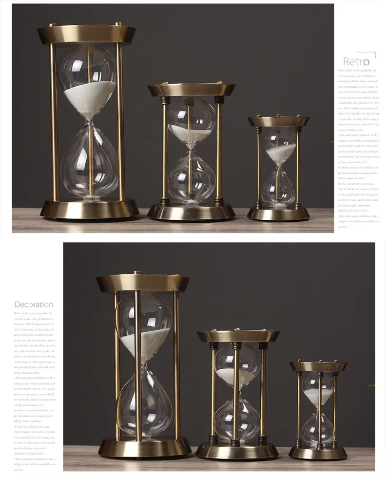 Ретро Металл время часы стекло маятник таймер песок таймер деревянные часы украшение дома Декор подарок