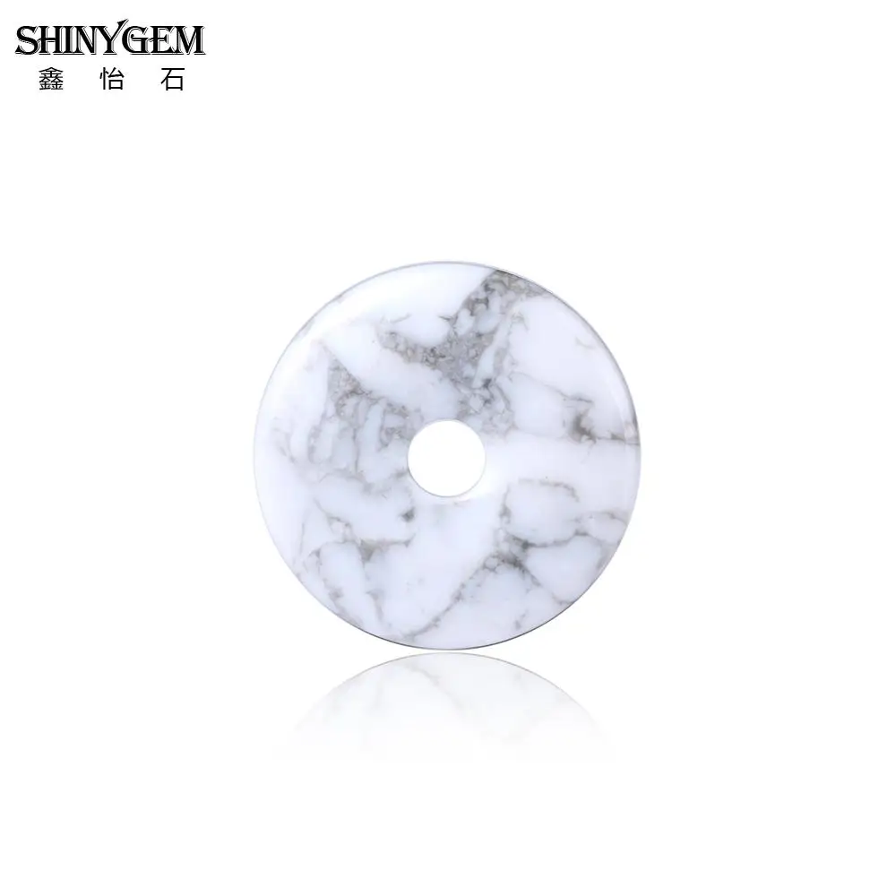 ShinyGem большой круглый полый натуральный камень кулон черные Агаты белые бирюзы
