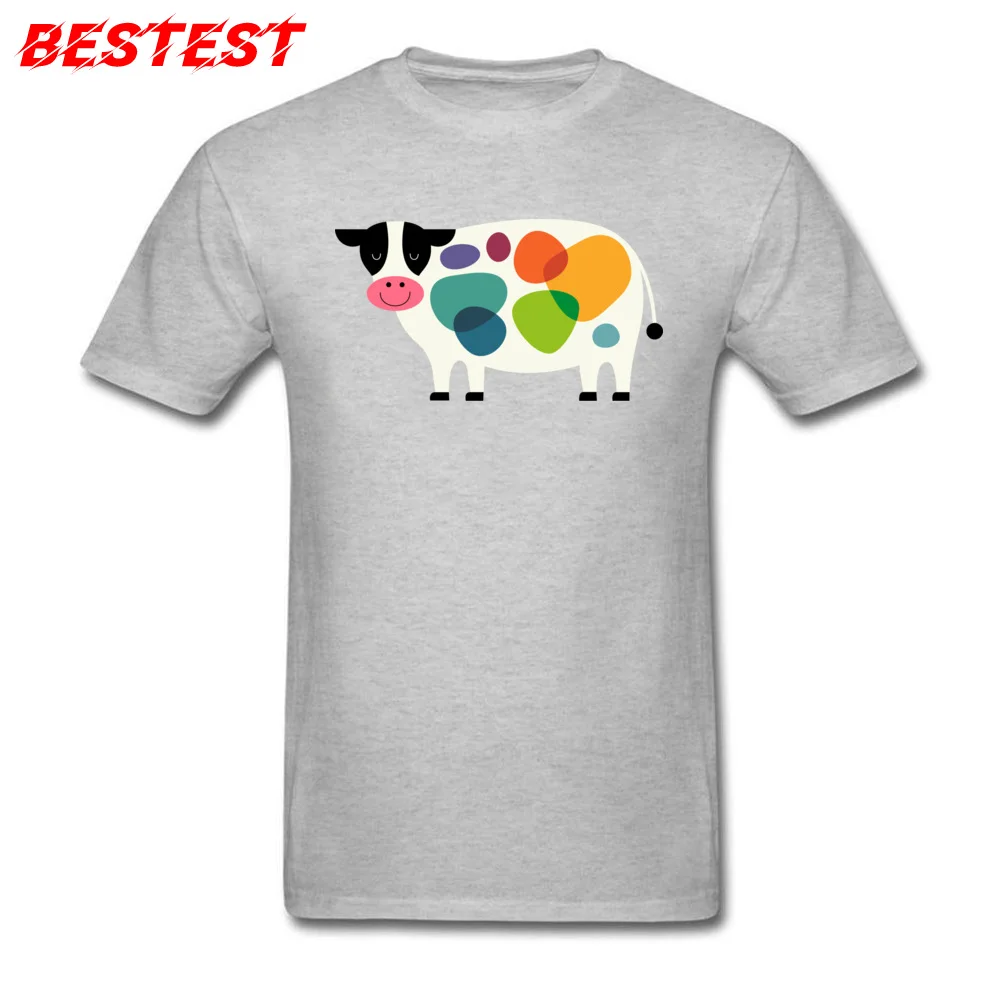 Awesome Cow Tshirts Casual Short Sleeve Company Crewneck 100% Cotton Tops Tees Design Tops & Tees for Men Summer Awesome Cow grey