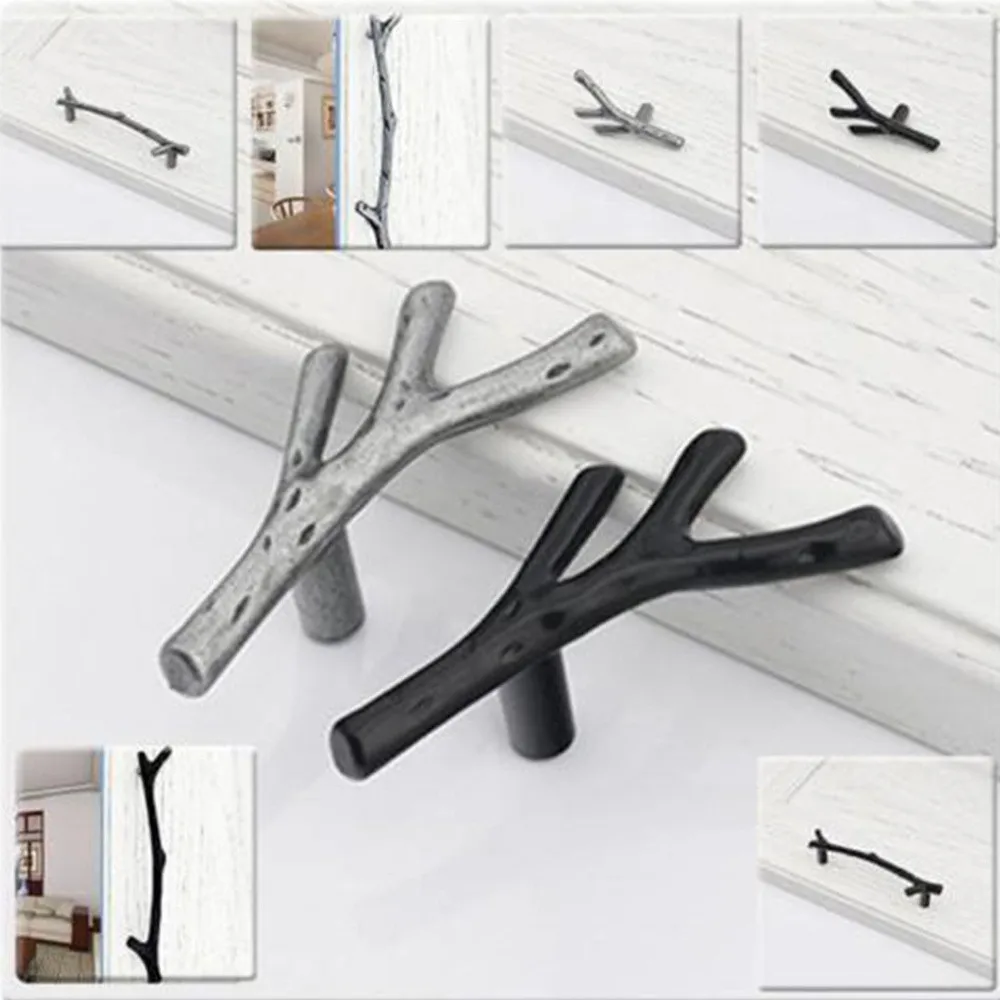 

Creative Black Silver Color Tree Branch Shape Handles Fit For Kitchen Cabinet Drawer Door Handles Pulls Knobs Furniture Hardware