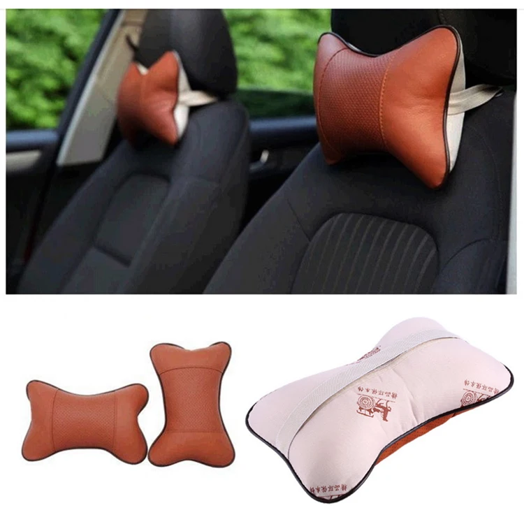 

4 Colors leather Hole-digging headrest pillow Car Headrest Supplies Neck Auto Safety Pillow car seat covers pillow headrest