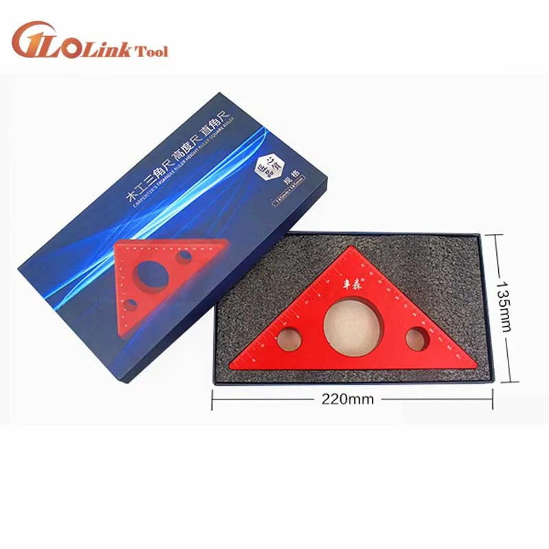 

Carpenter Workshop Aluminum Inch Alloy 45 Degree Angle Ruler Triangle Woodworking Multifunction Tool