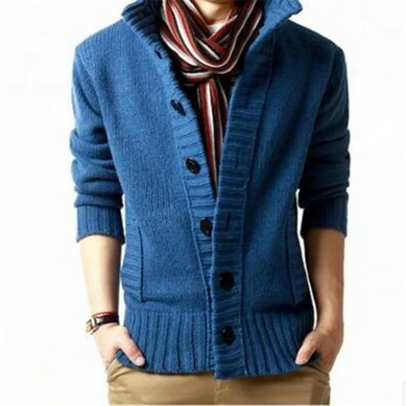 

2019 autumn and winter pirate buckle collar men's sweater casual sweater sweater wool knit needle cardigan