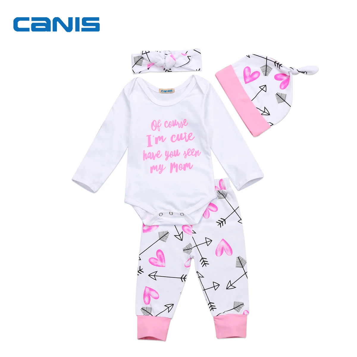 

Arrows 4Pcs Of Course Cute Newborn Infant Baby Girls Top Romper Pants Clothes Outfits 0-24M