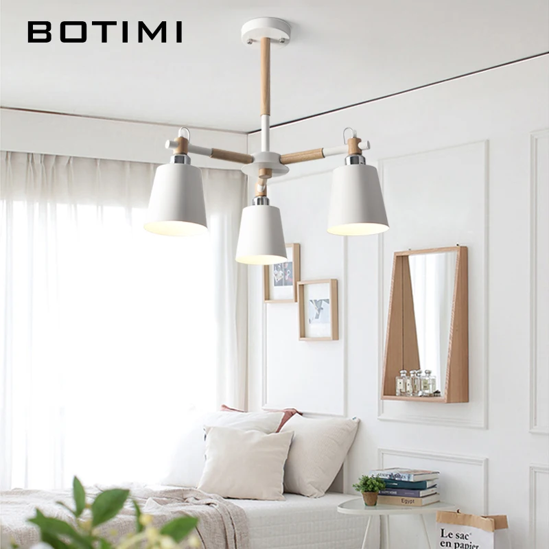 BOTIMI Lustre твердая деревянная люстра для железный абажур для гостиной светодиодный люстра освещение люстры Para Sala De Jantar домашняя лампа