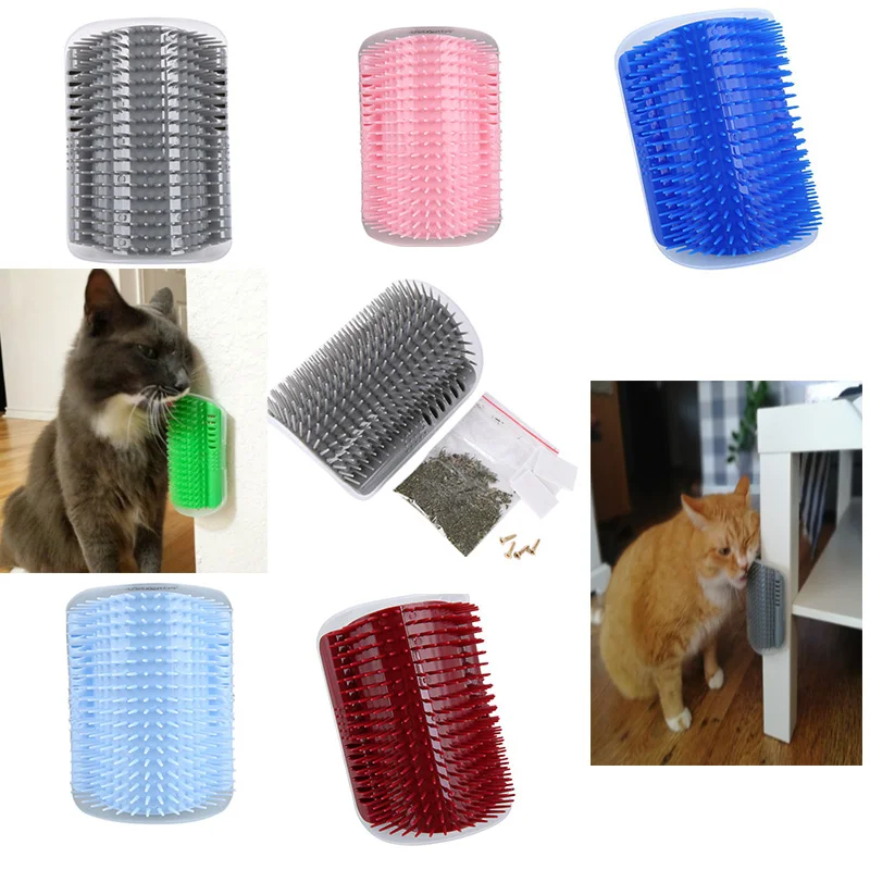 

Pet Products For Cats Brush Corner Cat Massage Self Groomer Comb Brush With Catnip Ship From US