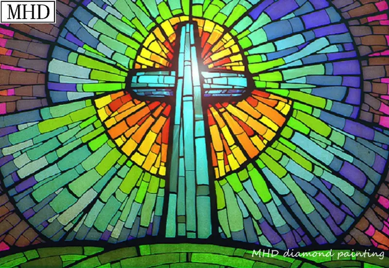 

Full square drill New Arrival DIY Diamond Painting Painted Cross Rhinestone Mosaic Diamond Embroidery Wall Sticker Artwork Kit
