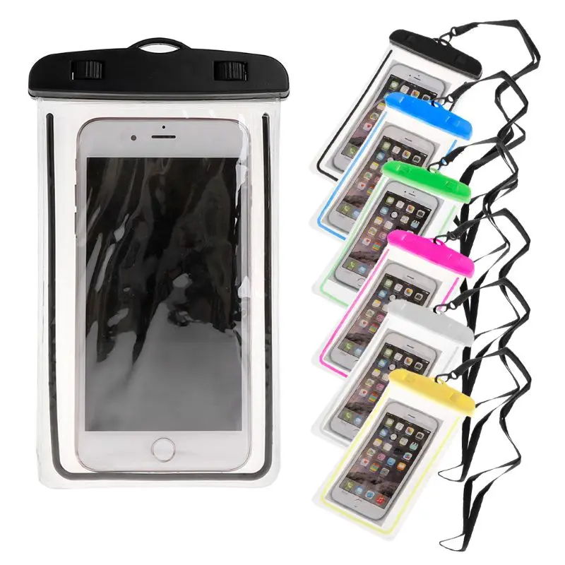 

Waterproof Phone Cover Mobile Storage Box Bag Fluorescent Case Dry Pouch Swimming Underwater PVC for iPhone X 8 7 Xiaomi 6inch