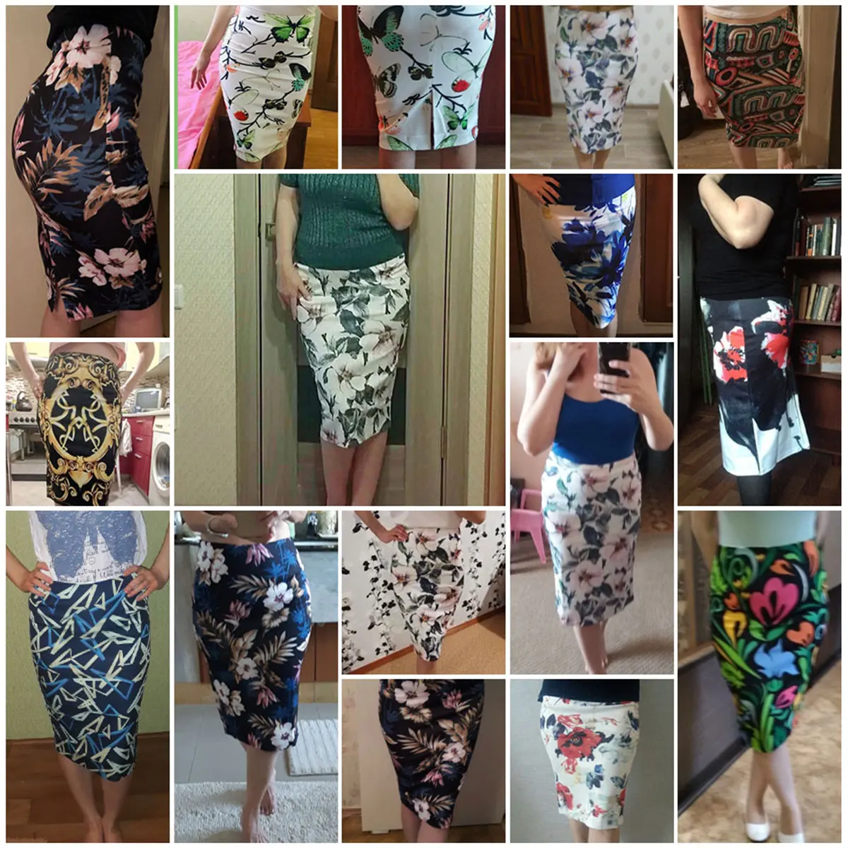 Women Impressive High Waist Printed Pencil Skirt-1