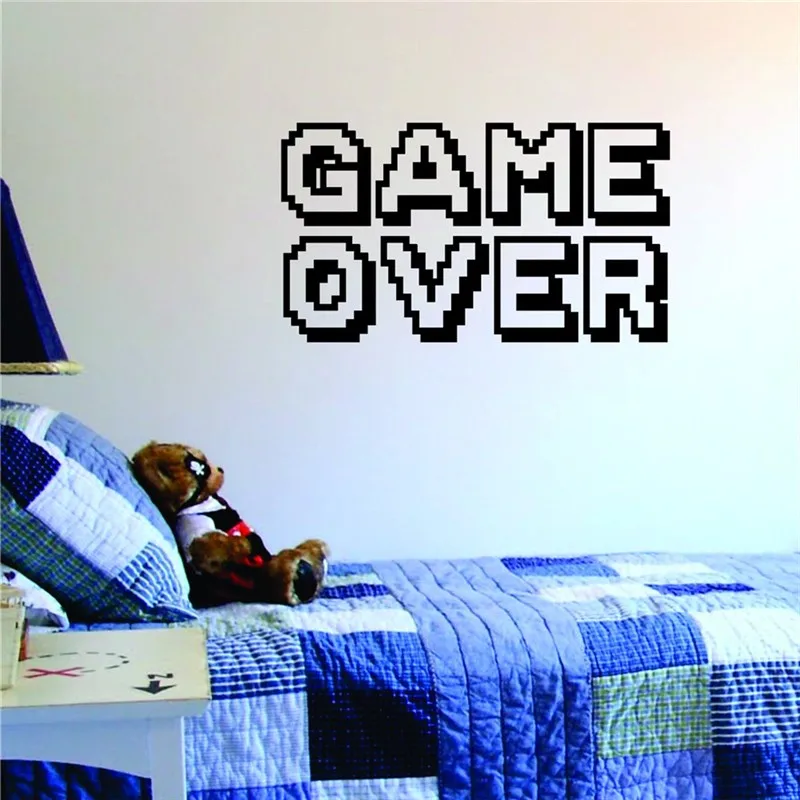 Game-Over-Wall-Decal-Art-Boys-Room-Home-Decor-Wall-Stickers-Vinyl-Decoration-Wall-Mural-T429